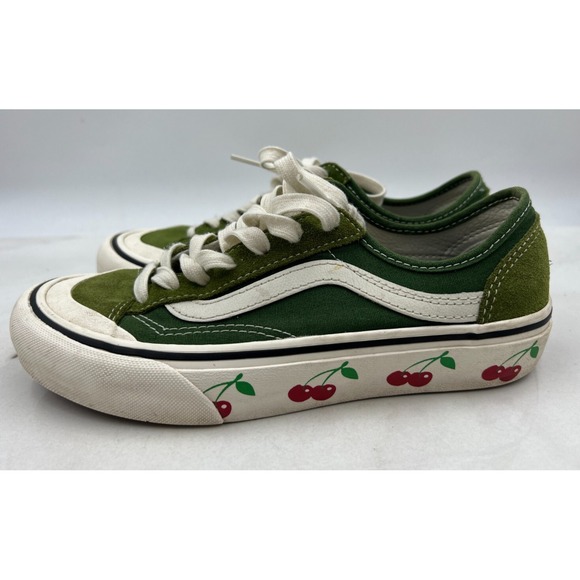 Vans Shoes Womens Sz Green Cherries Style 36 Decon SF Casual Low Tops Skateboard - Picture 1 of 9
